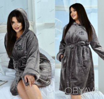 Купить женский короткий махровый халат большого размера-на молнии
Халатик пушист. . фото 1