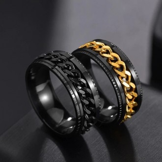 Мужское женское кольцо спинер черное вставка черная 16-23.
Цепочка вращается.
Ме. . фото 4