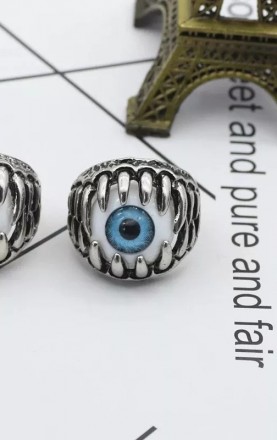 Мужское женское кольцо глаз в паще размер 18-20
Бижутерний сплав. Белый глаз, го. . фото 3