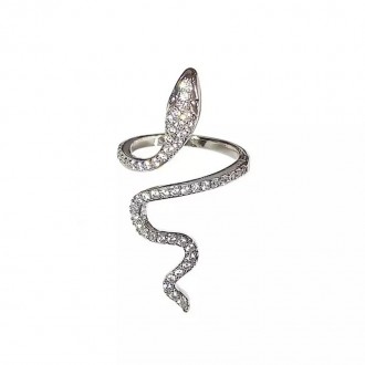 Женское кольцо бижутерия змея со стразами без размера
Материал: бижутерный сплав. . фото 3
