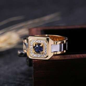 Мужское кольцо бижутерия перстень с камнем под сапфир 17-24.
Металл: медецинская. . фото 4