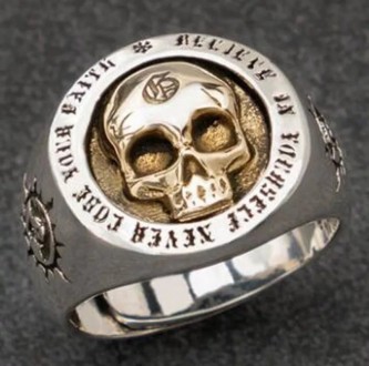 Мужское кольцо бижутерия череп готика размер 17-24 мм.
Материал: мдецинская стал. . фото 2