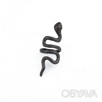 Женское кольцо бижутерия змея черная длинный хвост без размера.
Материал: бижуте. . фото 1