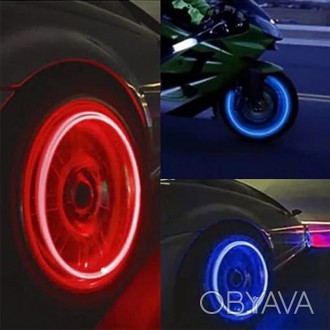 Ковпачки для коліс із підсвіткою для автомобіля мотоцикла велосипеда сині.
Пласт. . фото 1