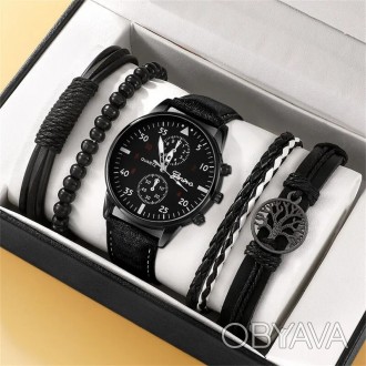 Набор подарочный кварцевые часы браслеты бисер черные.
ВАЖНО! Без подарочной кор. . фото 1