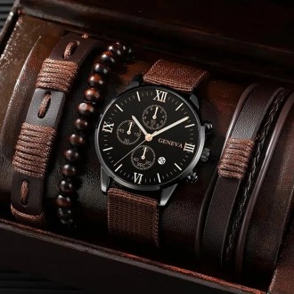 Набор подарочный кварцевые часы браслеты бисер коричневые.
ВАЖНО! Без подарочной. . фото 2