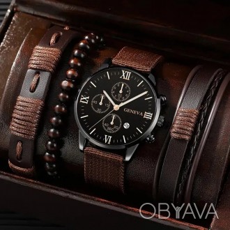 Набор подарочный кварцевые часы браслеты бисер коричневые.
ВАЖНО! Без подарочной. . фото 1