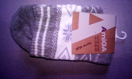 Шкарпетки жіночі Amiga теплі зимові на махрі розмір 23-25 (36-40) сірі з білим, . . фото 6