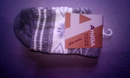 Шкарпетки жіночі Amiga теплі зимові на махрі розмір 23-25 (36-40) сірі з білим, . . фото 7
