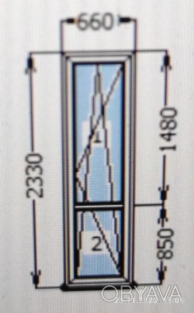 Двері балконні б/у
2330х660 мм поворотно-відкідні із фурнітурою МАСО, профіль R. . фото 1