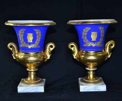 Парные антикварные вазы.
Пара декоративных ваз первой половины XIX века, выполн. . фото 2