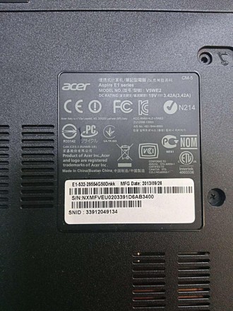 Acer Aspire E1-532-29552G50Mnkk (Intel Celeron 2955U 1.4GHz/RAM 4Gb/HDD 320Gb/In. . фото 9