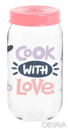 Короткий опис:
Банка HEREVIN Jar-Cook With Love. Об'єм: 1 л. Матеріал: скло, мат. . фото 1