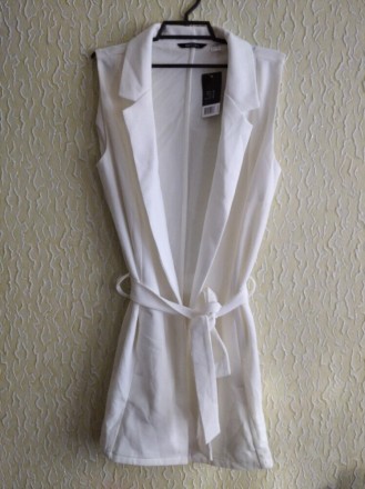 Белый нарядный кардиган под пояс, с разрезами по бокам и 2 карманами , Esmara, р. . фото 3