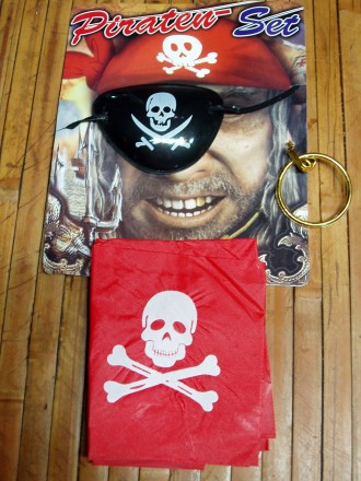  Набір пірата 3 предмети: бандана ЧЕРВОНА з черепом, наочник, сережка піратська . . фото 5