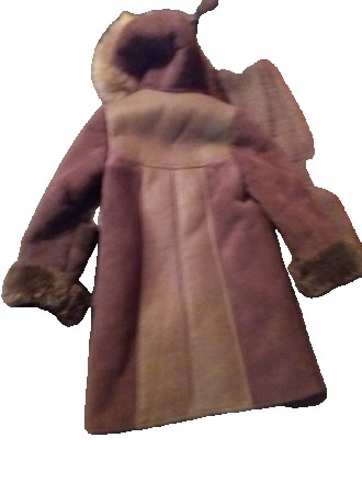 Натуральная нарядная дублёнка для девочки с тёплой подкладкой, с капюшоном, на п. . фото 10