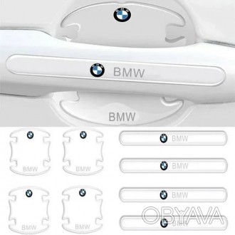Защитные наклейки под/на ручки авто BMW,силиконовая автомобильная пленка на ручк. . фото 1