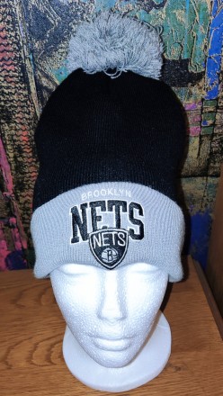 Зимняя шапочка Mitchell&Ness NBA Brooklyn Nets, двойная, теплая, примерный р. . фото 7