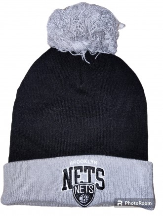 Зимняя шапочка Mitchell&Ness NBA Brooklyn Nets, двойная, теплая, примерный р. . фото 3