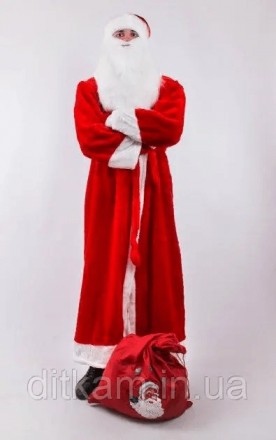  Дорослий костюм Діда Мороза без мішка р. 50-52 ( червоний ) 2561 Цей карнавальн. . фото 4