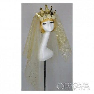  Корона Принцесса Роза 18-1042GL Мягкая коронка на резинке, украшенная блестящим. . фото 1