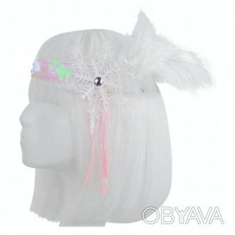  Резинка на голову Снежинка 19-1039WT Основной аксессуар для женского карнавальн. . фото 1