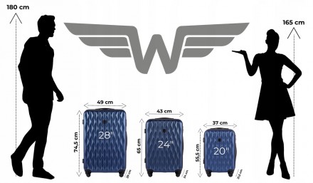 Валіза Wings 190 зроблена з надійного пластмасового сплаву ABS+ і полікарбонату,. . фото 5