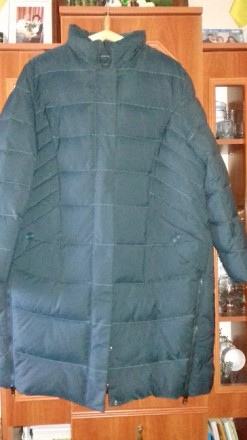 Продам зимний пуховик женский 58 - 60 размера,  бутылочного цвета , б/у ( почти . . фото 2