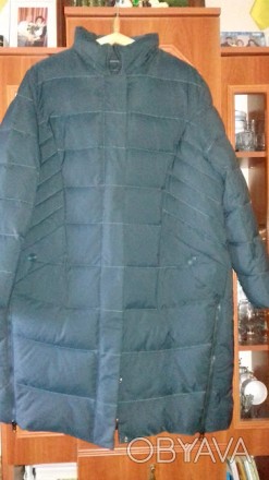 Продам зимний пуховик женский 58 - 60 размера,  бутылочного цвета , б/у ( почти . . фото 1