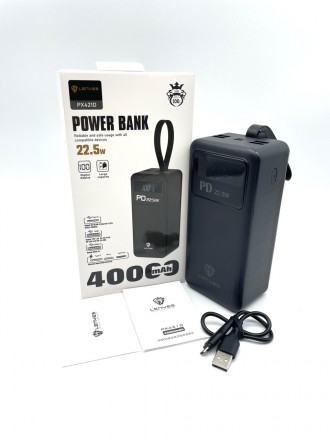 Power bank LENYES PX421D, 40000 mAh – это высококачественное портативное зарядно. . фото 2
