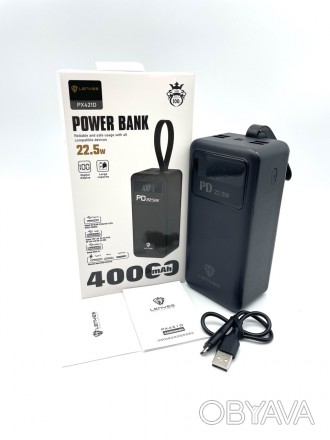 Power bank LENYES PX421D, 40000 mAh – это высококачественное портативное зарядно. . фото 1