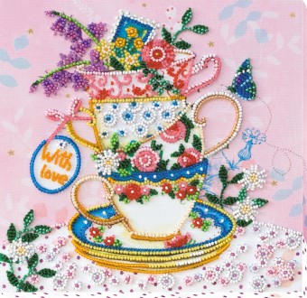 
 Набор для вышивания бисером на натуральном художественном холсте "За чашкой ча. . фото 2