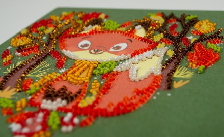 
 Набор для вышивания бисером на натуральном художественном холсте "Рыжий лисено. . фото 5