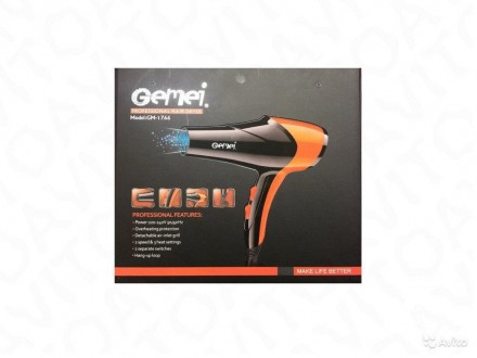 Профессиональный фен для сушки волос GEMEI GM-1766
Функциональный и удобный фен . . фото 8