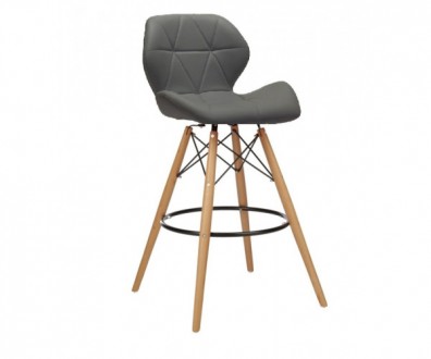 Високий барний стілець, м'яке сидіння, матеріал екошкіра, дерев'яні ніжки, дерев. . фото 2