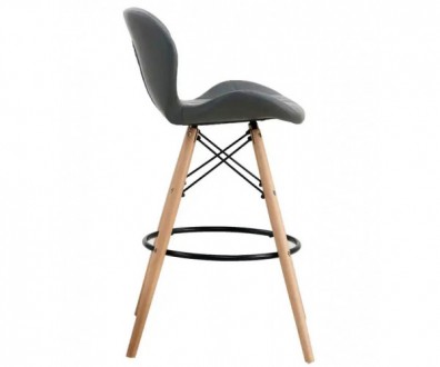Високий барний стілець, м'яке сидіння, матеріал екошкіра, дерев'яні ніжки, дерев. . фото 3
