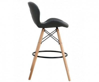 Високий барний стілець, м'яке сидіння, матеріал екошкіра, дерев'яні ніжки, дерев. . фото 3