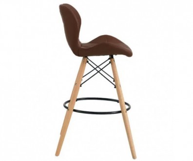 Високий барний стілець, м'яке сидіння, матеріал екошкіра, дерев'яні ніжки, дерев. . фото 4