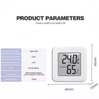Цифровий термометр датчик температури та вологості. Від батарейка (AG13), у комп. . фото 6