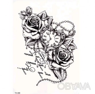Тату tattoo временное татту наклейка на тело одноразовая роза и часы
Носитья 10 . . фото 1