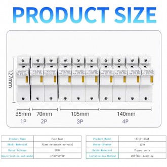 Предохранитель от короткого замыкания в щитовую DC до 63a 690v.
По размеру 4P di. . фото 9