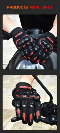 Перчатки защитные для езды на мотоцикле велосипеде. Черные с оранжевыми вставкам. . фото 10