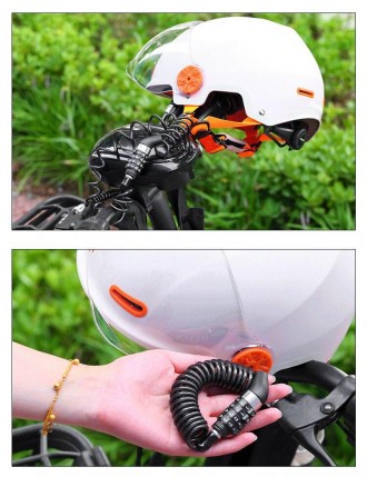 Замок для велосипеда сумки шлема 1 метр спиралью с кодом.
Приминение любое: бага. . фото 8