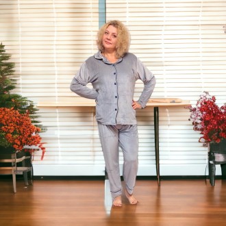 Женская пижама большой размер 58-66, бархатная пижама с рубашкой и брюками, велю. . фото 6