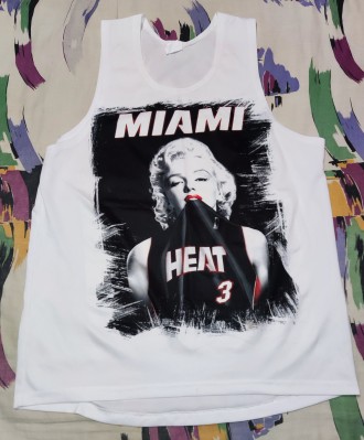 Баскетбольная, стильная майка NBA Miami Heat, made in Italy, размер соответствуе. . фото 4