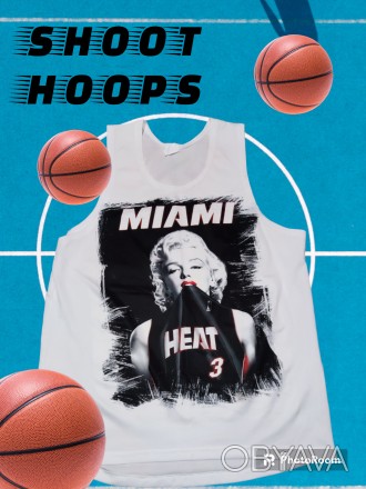 Баскетбольная, стильная майка NBA Miami Heat, made in Italy, размер соответствуе. . фото 1
