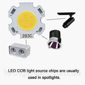 COB LED 2B3C 3W 3000K Теплий білий (Warm White)
Світлодіодний COB LED працює в д. . фото 11