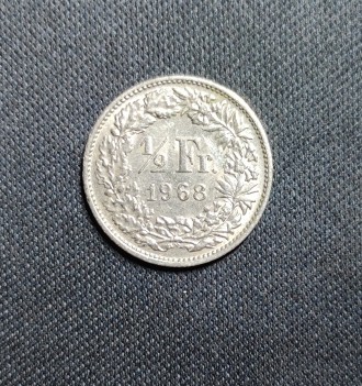 Страна:	Швейцария
Номинал: ½ франка
Год:	1968
Период: Швейцарская конф. . фото 2