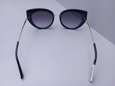 Жіночі окуляри GUESS GU7513 01B 55 із золотистими завушниками форма котяче око
В. . фото 7