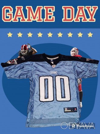 Футболкa, jersey Reebok NFL Tennessi Titans, размер-S, длина спереди -64см, сзад. . фото 1